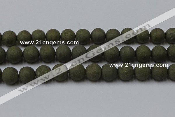 CPY820 15.5 inches 18mm round matte pyrite beads wholesale