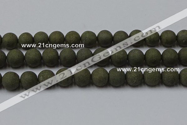 CPY820 15.5 inches 18mm round matte pyrite beads wholesale