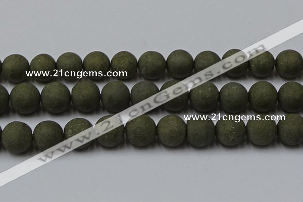 CPY821 15.5 inches 20mm round matte pyrite beads wholesale