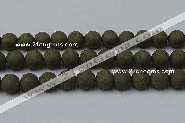 CPY821 15.5 inches 20mm round matte pyrite beads wholesale