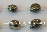 CPY85 15.5 inches 12mm carved skull pyrite gemstone beads wholesale