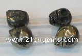 CPY87 15.5 inches 14mm carved skull pyrite gemstone beads wholesale