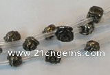 CPY90 15.5 inches 8mm carved rose pyrite gemstone beads wholesale