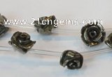 CPY91 15.5 inches 10mm carved rose pyrite gemstone beads wholesale