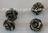 CPY93 15.5 inches 14mm carved rose pyrite gemstone beads wholesale