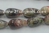 CRA06 15.5 inches 10*20mm teardrop natural rainforest agate beads