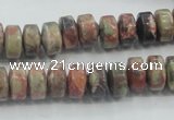 CRA07 15.5 inches 6*10mm rondelle natural rainforest agate beads