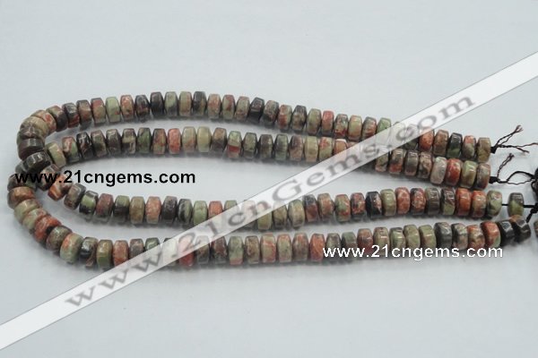 CRA07 15.5 inches 6*10mm rondelle natural rainforest agate beads