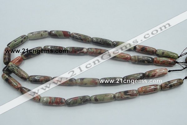 CRA08 15.5 inches 9*25mm cylinder natural rainforest agate beads