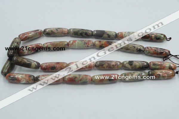 CRA09 15.5 inches 10*30mm cylinder natural rainforest agate beads