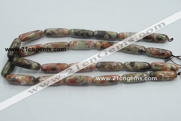 CRA09 15.5 inches 10*30mm cylinder natural rainforest agate beads