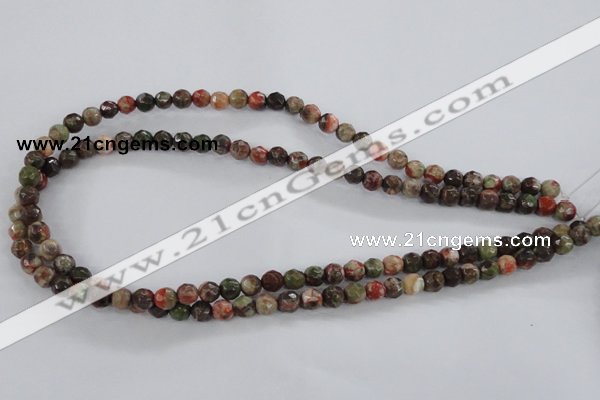 CRA100 15.5 inches 6mm faceted round rainforest agate gemstone beads