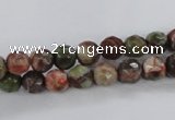 CRA101 15.5 inches 8mm faceted round rainforest agate gemstone beads