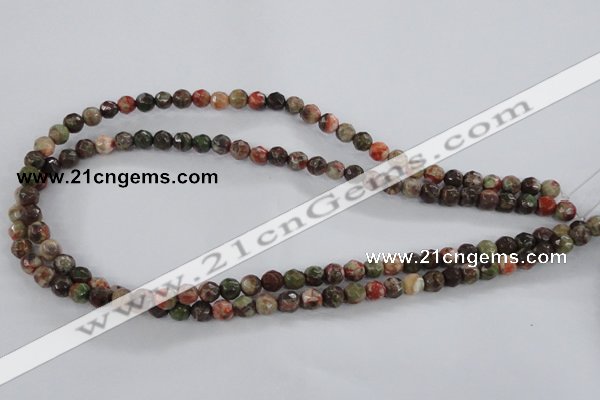 CRA101 15.5 inches 8mm faceted round rainforest agate gemstone beads