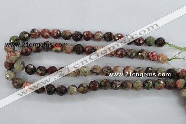 CRA102 15.5 inches 10mm faceted round rainforest agate gemstone beads