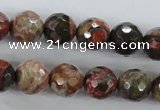 CRA103 15.5 inches 12mm faceted round rainforest agate gemstone beads