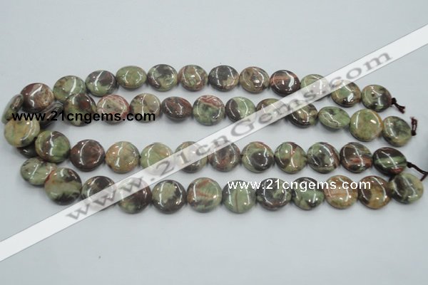 CRA11 15.5 inches 16mm flat round natural rainforest agate beads