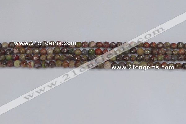 CRA160 15.5 inches 4mm faceted round rainforest agate beads