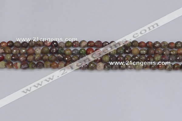 CRA161 15.5 inches 6mm faceted round rainforest agate beads