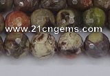 CRA162 15.5 inches 8mm faceted round rainforest agate beads