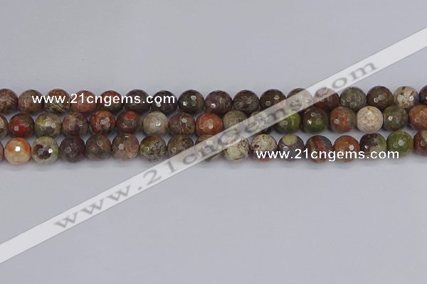 CRA162 15.5 inches 8mm faceted round rainforest agate beads