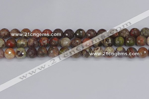 CRA164 15.5 inches 12mm faceted round rainforest agate beads