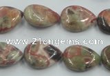 CRA18 15.5 inches 13*18mm flat teardrop natural rainforest agate beads