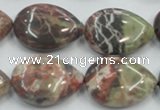 CRA19 15.5 inches 18*25mm flat teardrop natural rainforest agate beads