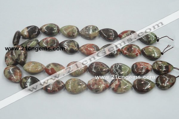 CRA19 15.5 inches 18*25mm flat teardrop natural rainforest agate beads