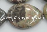 CRA21 15.5 inches 30*40mm flat teardrop natural rainforest agate beads