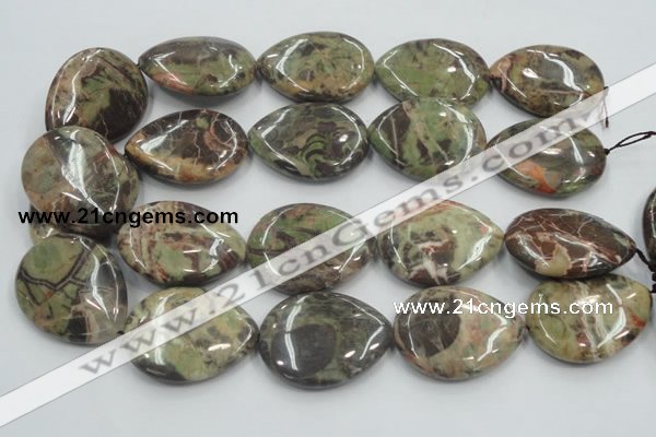 CRA21 15.5 inches 30*40mm flat teardrop natural rainforest agate beads