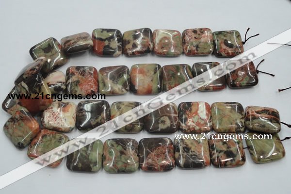CRA23 15.5 inches 25*25mm square natural rainforest agate beads