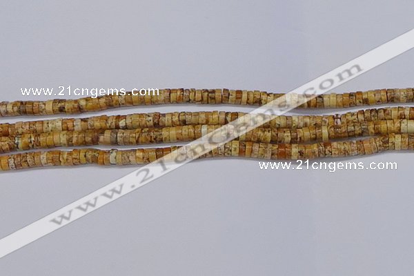 CRB1015 15.5 inches 2*4mm heishi picture jasper beads wholesale