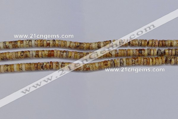 CRB1016 15.5 inches 2*5mm heishi picture jasper beads wholesale