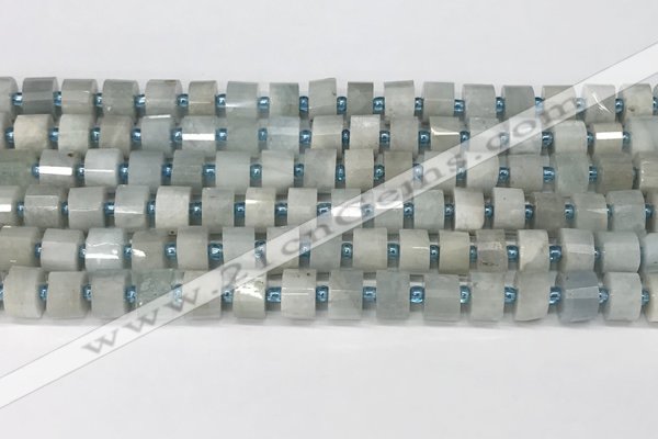 CRB1050 15.5 inches 4*6mm - 5*6mm faceted tyre aquamarine beads