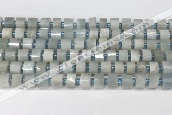 CRB1051 15.5 inches 5*8mm - 6*8mm faceted tyre aquamarine beads