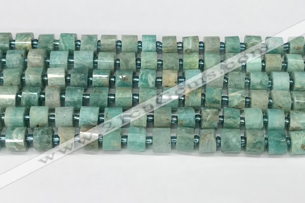 CRB1069 15.5 inches 5*8mm - 6*8mm faceted tyre amazonite beads