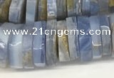 CRB1080 15.5 inches 5*20mm - 6*22mm faceted heishi blue chalcedony beads