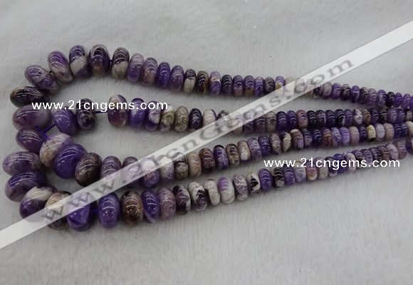 CRB1102 15.5 inches 5*8mm - 9*18mm rondelle dogtooth amethyst beads