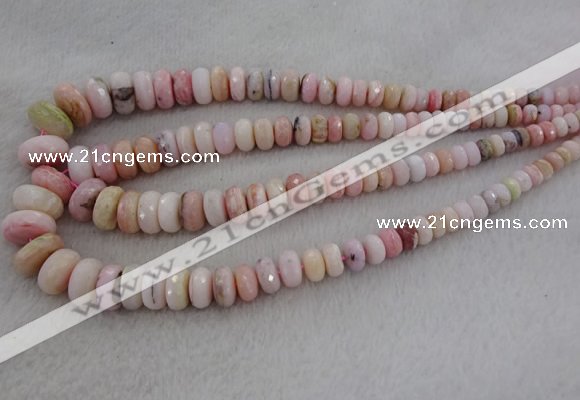 CRB1126 15.5 inches 5*8mm - 9*18mm faceted rondelle pink opal beads