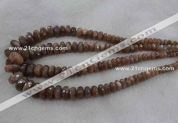 CRB1132 15.5 inches 5*8mm - 9*18mm faceted rondelle moonstone beads