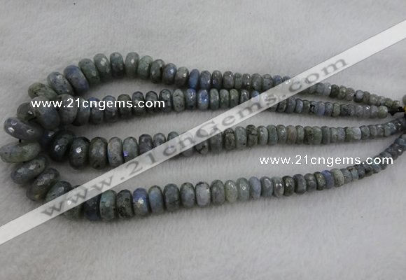 CRB1134 15.5 inches 5*8mm - 9*18mm faceted rondelle labradorite beads