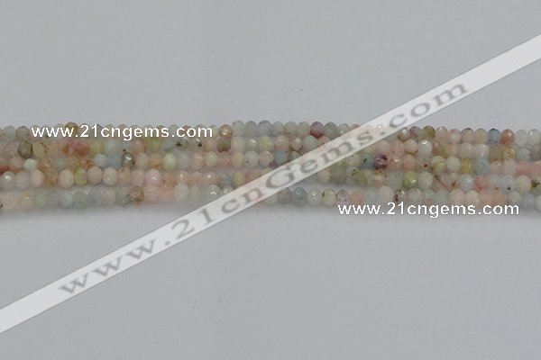 CRB1201 15.5 inches 3*4mm faceted rondelle morganite beads