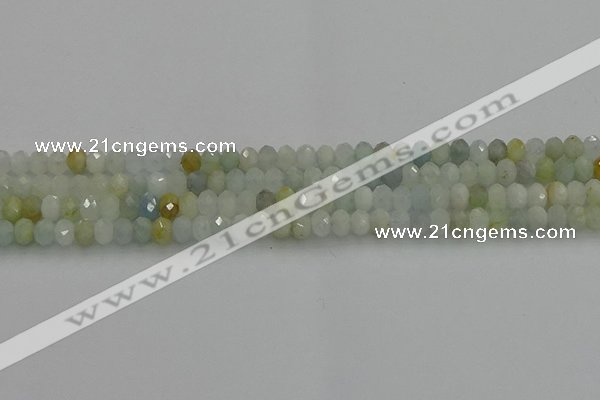 CRB1212 15.5 inches 4*6mm faceted rondelle aquamarine beads