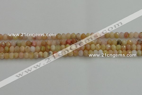 CRB1215 15.5 inches 4*6mm faceted rondelle pink opal beads