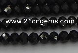 CRB1218 15.5 inches 4*6mm faceted rondelle black tourmaline beads