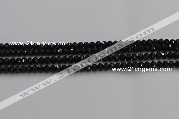 CRB1218 15.5 inches 4*6mm faceted rondelle black tourmaline beads