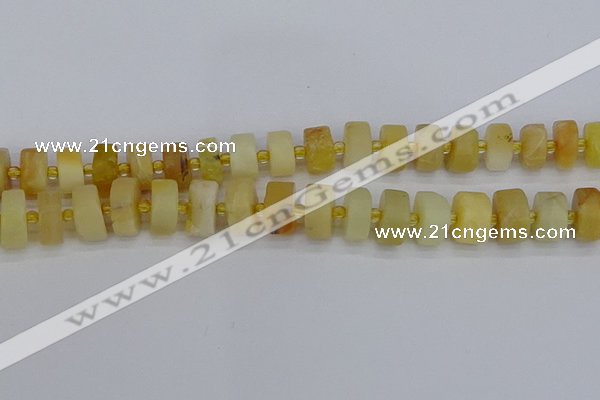 CRB1241 15.5 inches 7*14mm tyre matte yellow opal gemstone beads