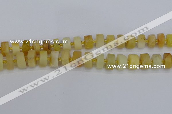 CRB1242 15.5 inches 8*16mm tyre matte yellow opal gemstone beads