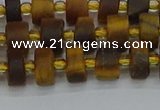 CRB1252 15.5 inches 5*8mm tyre matte yellow tiger eye beads